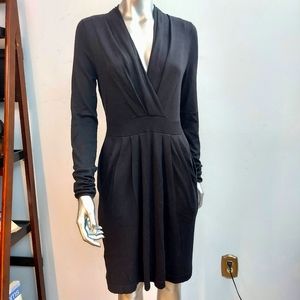 BCBG MAXAZRIA Silk Blend, Long Sleeve, V-Neck Knit Dress